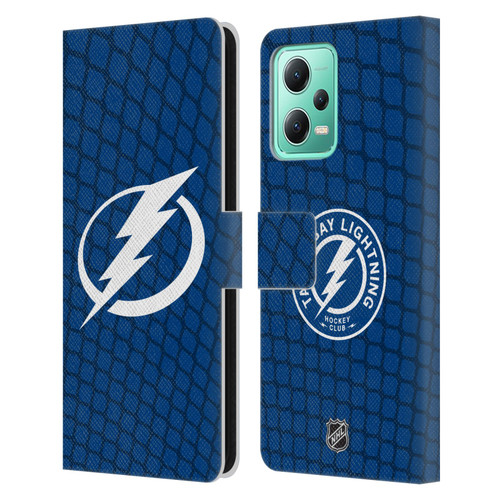 NHL Tampa Bay Lightning Net Pattern Leather Book Wallet Case Cover For Xiaomi Redmi Note 12 5G