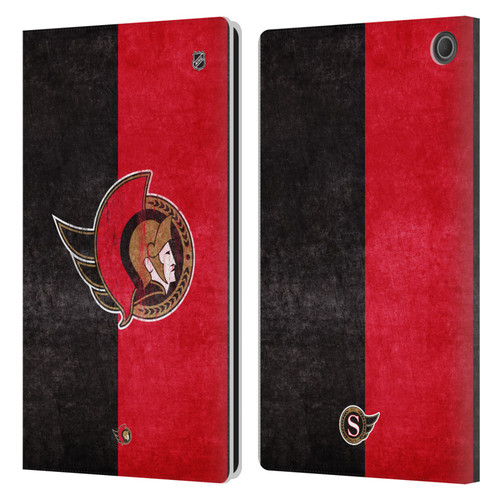 NHL Ottawa Senators Half Distressed Leather Book Wallet Case Cover For Amazon Fire Max 11 2023