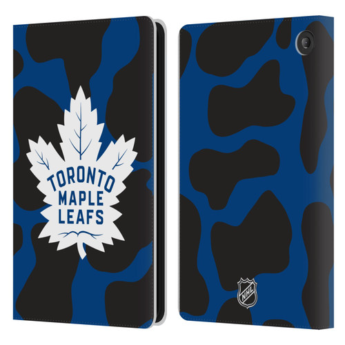 NHL Toronto Maple Leafs Cow Pattern Leather Book Wallet Case Cover For Amazon Fire 7 2022