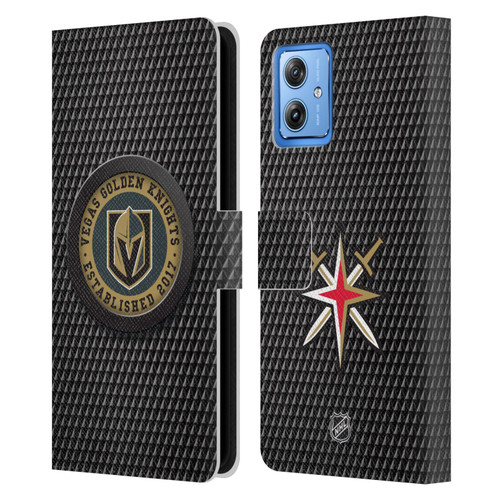 NHL Vegas Golden Knights Puck Texture Leather Book Wallet Case Cover For Motorola Moto G54 5G