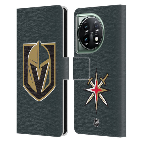 NHL Vegas Golden Knights Plain Leather Book Wallet Case Cover For OnePlus 11 5G