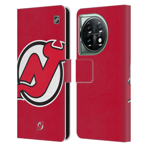 NHL New Jersey Devils Oversized Leather Book Wallet Case Cover For OnePlus 11 5G