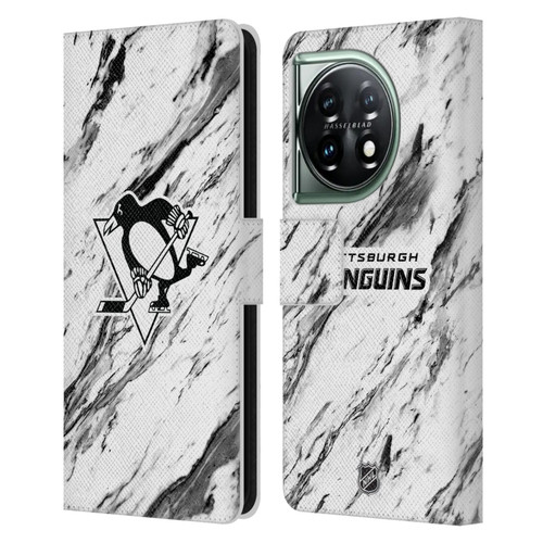 NHL Pittsburgh Penguins Marble Leather Book Wallet Case Cover For OnePlus 11 5G