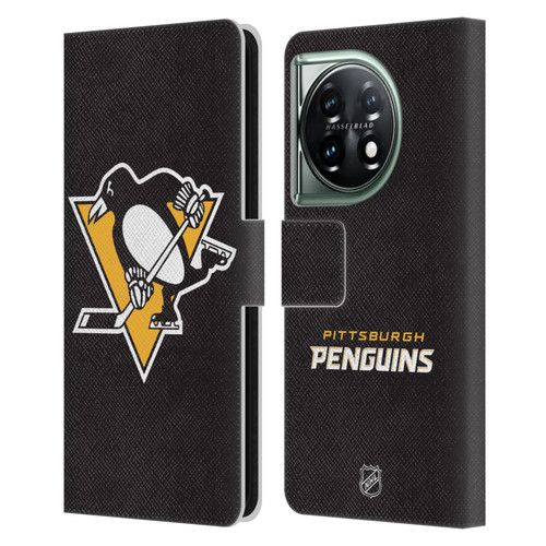 NHL Pittsburgh Penguins Plain Leather Book Wallet Case Cover For OnePlus 11 5G