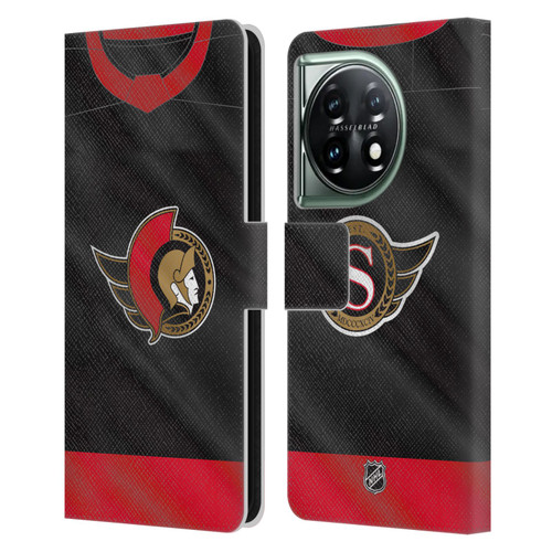NHL Ottawa Senators Jersey Leather Book Wallet Case Cover For OnePlus 11 5G