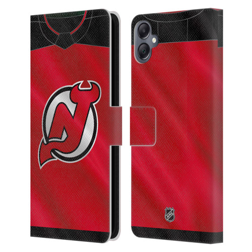 NHL New Jersey Devils Jersey Leather Book Wallet Case Cover For Samsung Galaxy A05