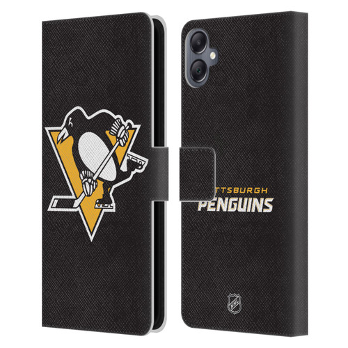 NHL Pittsburgh Penguins Plain Leather Book Wallet Case Cover For Samsung Galaxy A05
