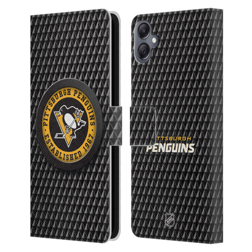 NHL Pittsburgh Penguins Puck Texture Leather Book Wallet Case Cover For Samsung Galaxy A05
