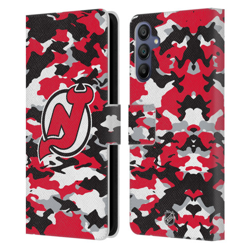 NHL New Jersey Devils Camouflage Leather Book Wallet Case Cover For Samsung Galaxy A15