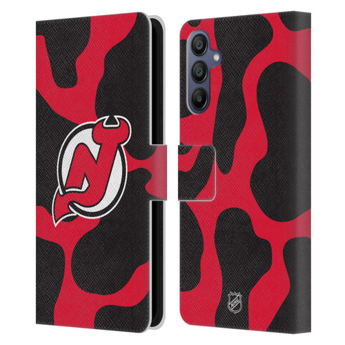 NHL New Jersey Devils Cow Pattern Leather Book Wallet Case Cover For Samsung Galaxy A15