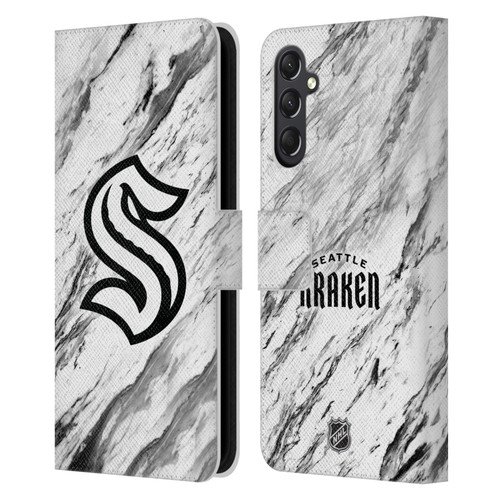 NHL Seattle Kraken Marble Leather Book Wallet Case Cover For Samsung Galaxy A24 4G / M34 5G