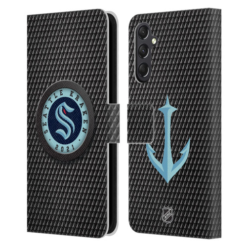 NHL Seattle Kraken Puck Texture Leather Book Wallet Case Cover For Samsung Galaxy A24 4G / M34 5G