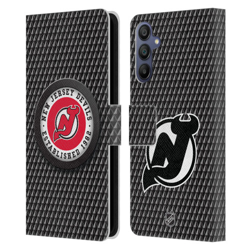 NHL New Jersey Devils Puck Texture Leather Book Wallet Case Cover For Samsung Galaxy A15
