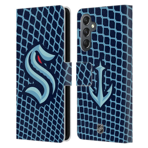 NHL Seattle Kraken Net Pattern Leather Book Wallet Case Cover For Samsung Galaxy A25 5G