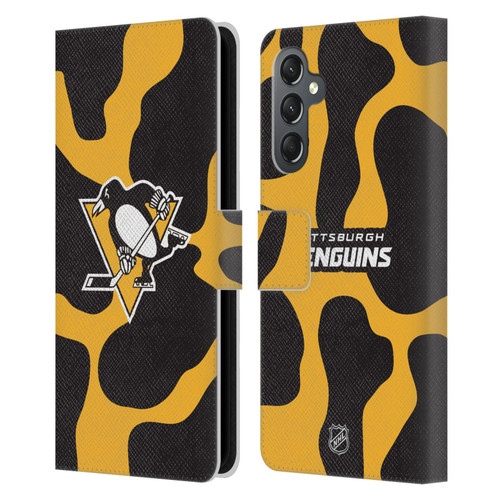 NHL Pittsburgh Penguins Cow Pattern Leather Book Wallet Case Cover For Samsung Galaxy A25 5G