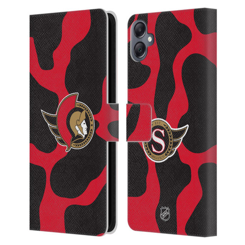 NHL Ottawa Senators Cow Pattern Leather Book Wallet Case Cover For Samsung Galaxy A05
