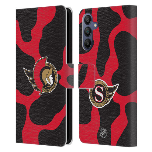 NHL Ottawa Senators Cow Pattern Leather Book Wallet Case Cover For Samsung Galaxy A15