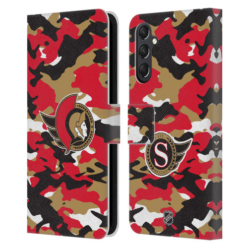 NHL Ottawa Senators Camouflage Leather Book Wallet Case Cover For Samsung Galaxy A24 4G / M34 5G