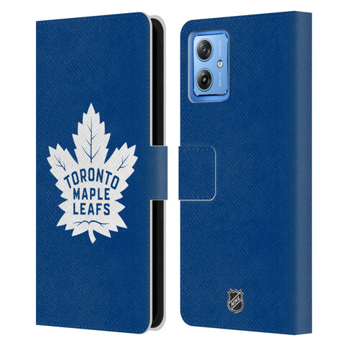 NHL Toronto Maple Leafs Plain Leather Book Wallet Case Cover For Motorola Moto G54 5G