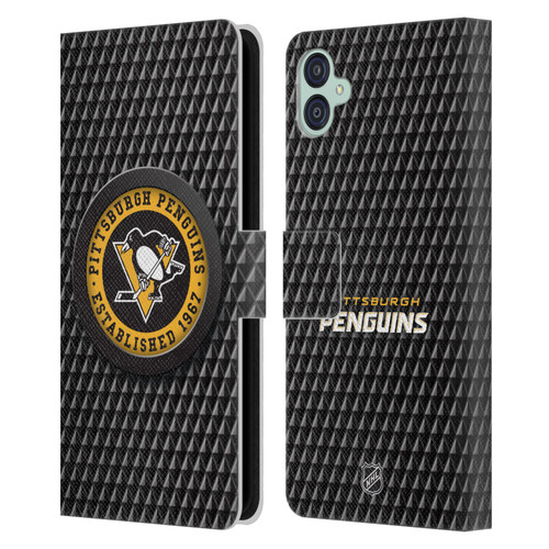 NHL Pittsburgh Penguins Puck Texture Leather Book Wallet Case Cover For Samsung Galaxy M04 5G / A04e