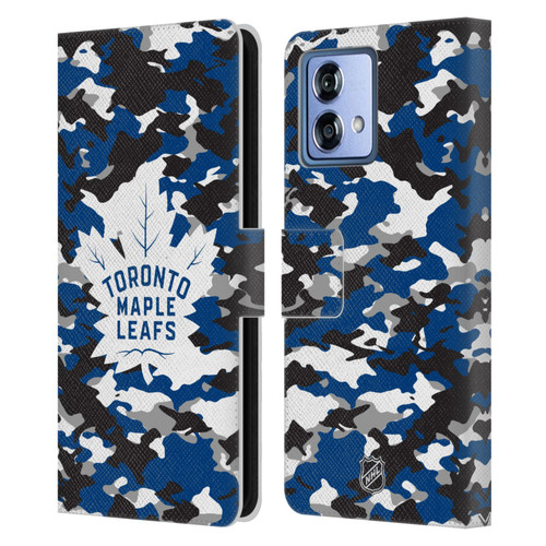 NHL Toronto Maple Leafs Camouflage Leather Book Wallet Case Cover For Motorola Moto G84 5G