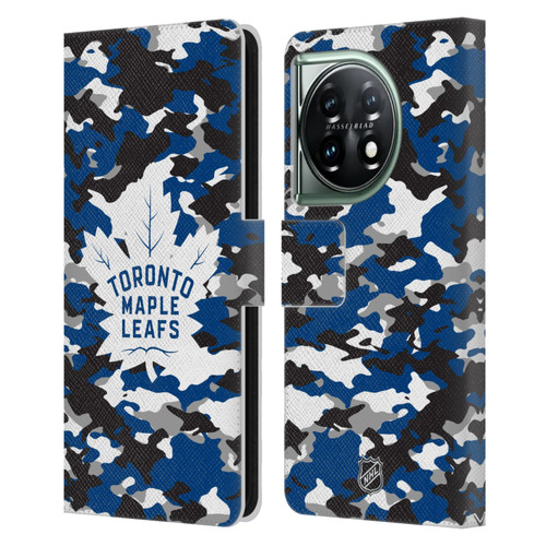 NHL Toronto Maple Leafs Camouflage Leather Book Wallet Case Cover For OnePlus 11 5G