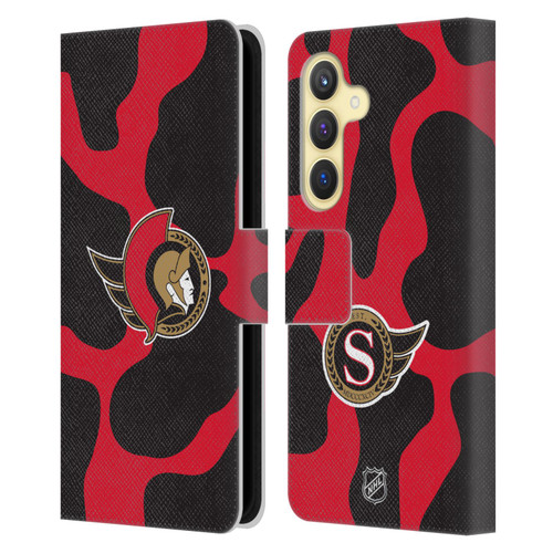 NHL Ottawa Senators Cow Pattern Leather Book Wallet Case Cover For Samsung Galaxy S24 5G