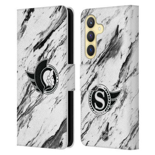 NHL Ottawa Senators Marble Leather Book Wallet Case Cover For Samsung Galaxy S24 5G