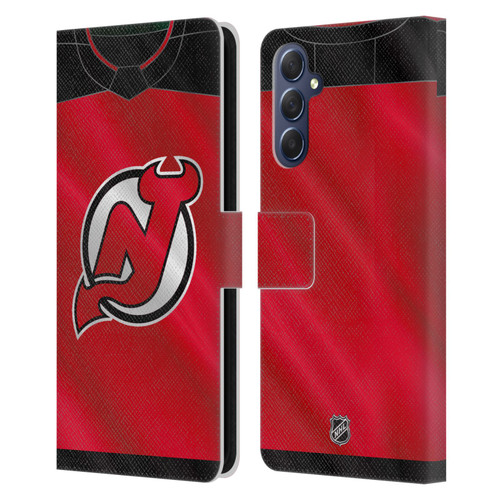 NHL New Jersey Devils Jersey Leather Book Wallet Case Cover For Samsung Galaxy M54 5G