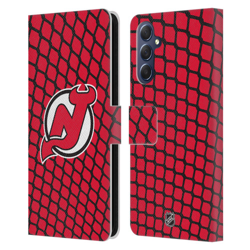 NHL New Jersey Devils Net Pattern Leather Book Wallet Case Cover For Samsung Galaxy M54 5G