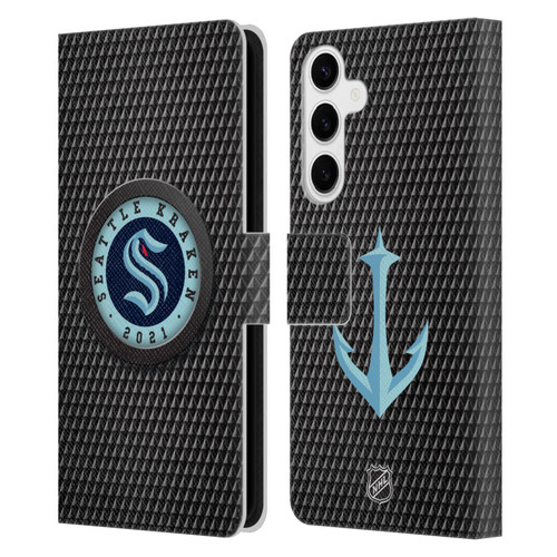 NHL Seattle Kraken Puck Texture Leather Book Wallet Case Cover For Samsung Galaxy S24+ 5G