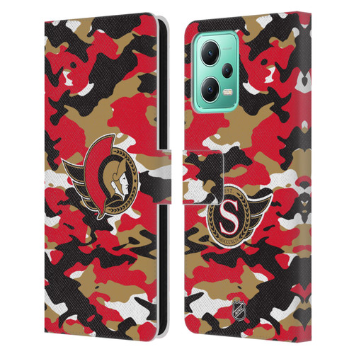 NHL Ottawa Senators Camouflage Leather Book Wallet Case Cover For Xiaomi Redmi Note 12 5G