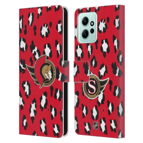 NHL Ottawa Senators Leopard Patten Leather Book Wallet Case Cover For Xiaomi Redmi 12