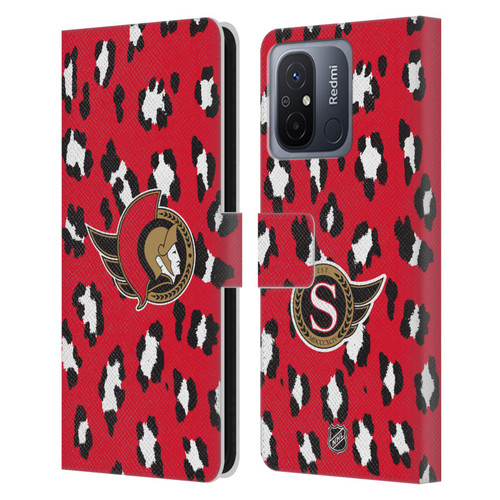 NHL Ottawa Senators Leopard Patten Leather Book Wallet Case Cover For Xiaomi Redmi 12C