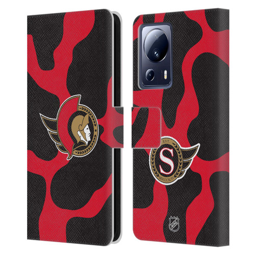 NHL Ottawa Senators Cow Pattern Leather Book Wallet Case Cover For Xiaomi 13 Lite 5G