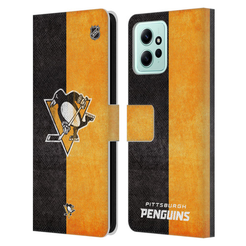 NHL Pittsburgh Penguins Half Distressed Leather Book Wallet Case Cover For Xiaomi Redmi 12
