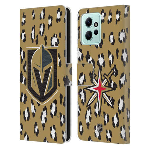NHL Vegas Golden Knights Leopard Patten Leather Book Wallet Case Cover For Xiaomi Redmi 12