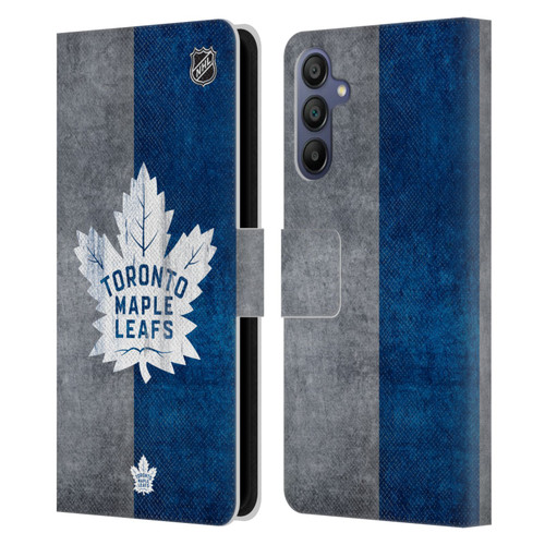 NHL Toronto Maple Leafs Half Distressed Leather Book Wallet Case Cover For Samsung Galaxy A15