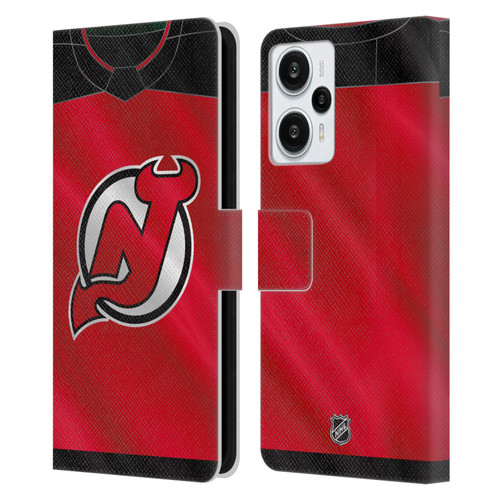 NHL New Jersey Devils Jersey Leather Book Wallet Case Cover For Xiaomi Redmi Note 12T