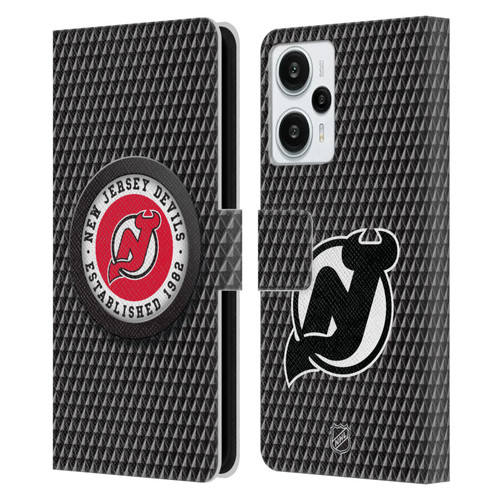 NHL New Jersey Devils Puck Texture Leather Book Wallet Case Cover For Xiaomi Redmi Note 12T