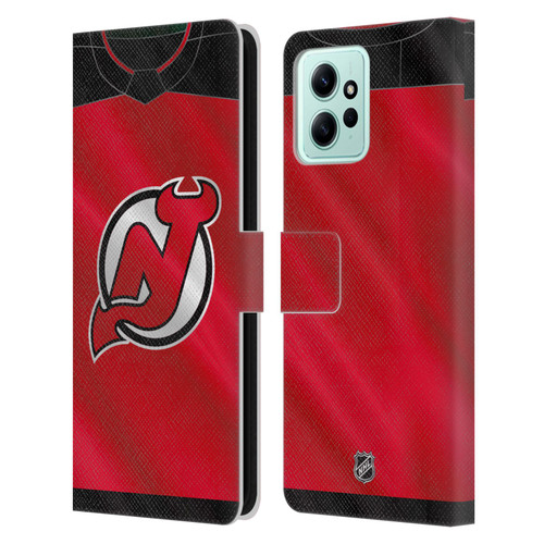NHL New Jersey Devils Jersey Leather Book Wallet Case Cover For Xiaomi Redmi 12
