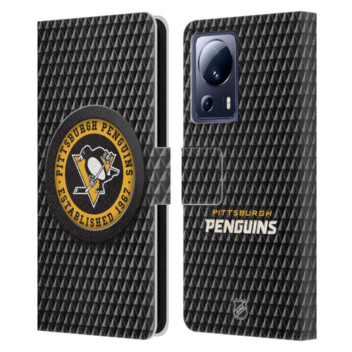NHL Pittsburgh Penguins Puck Texture Leather Book Wallet Case Cover For Xiaomi 13 Lite 5G