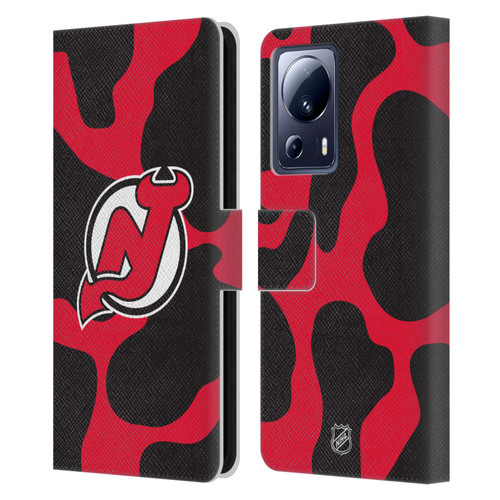 NHL New Jersey Devils Cow Pattern Leather Book Wallet Case Cover For Xiaomi 13 Lite 5G