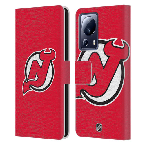 NHL New Jersey Devils Plain Leather Book Wallet Case Cover For Xiaomi 13 Lite 5G
