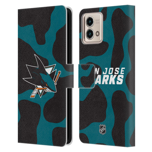 NHL San Jose Sharks Cow Pattern Leather Book Wallet Case Cover For Motorola Moto G Stylus 5G 2023