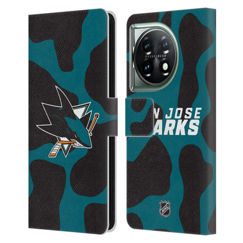 NHL San Jose Sharks Cow Pattern Leather Book Wallet Case Cover For OnePlus 11 5G