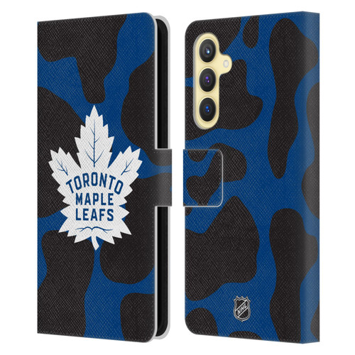 NHL Toronto Maple Leafs Cow Pattern Leather Book Wallet Case Cover For Samsung Galaxy S23 FE 5G