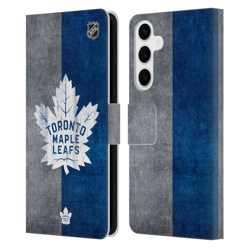 NHL Toronto Maple Leafs Half Distressed Leather Book Wallet Case Cover For Samsung Galaxy S24+ 5G