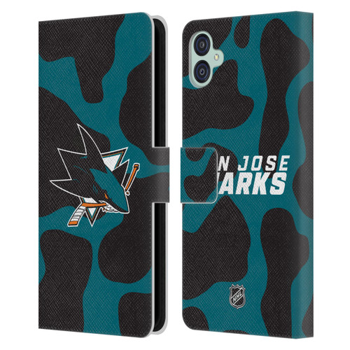 NHL San Jose Sharks Cow Pattern Leather Book Wallet Case Cover For Samsung Galaxy M04 5G / A04e