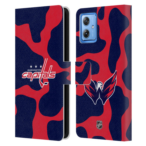 NHL Washington Capitals Cow Pattern Leather Book Wallet Case Cover For Motorola Moto G54 5G